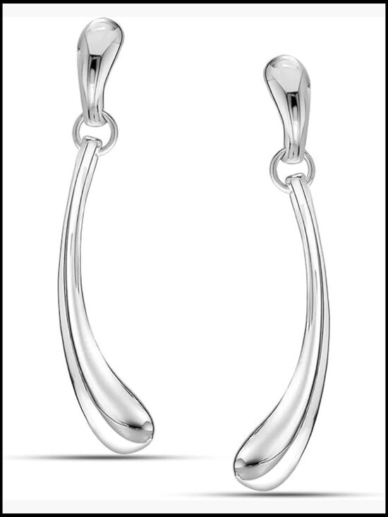 Jewelry - Sterling Silver Teardrop Dangle Earrings Elegant Classic Drop Stud 38MM
